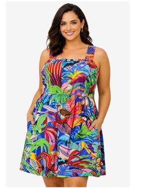 Anthropologie The Art of Orane Sigal Tropical Bird Print Dress Size: M